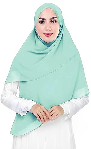 Lina & Lily Premium Chiffon Damen Muslim Hijab Kopftuch Schal Quadrat 145 x 145cm (Türkis)