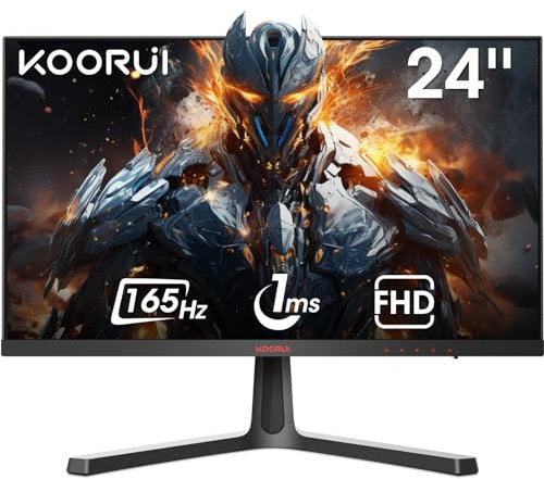 KOORUI Gaming Monitor 24E4-24 inch Full HD Computer Monitor, (1920x1080P, 165Hz, 1ms MPRT, VA panel, AdaptiveSync Technology, HDMI x2/DisplayPort) VESA Compatible, Tilt Adjustable, Black