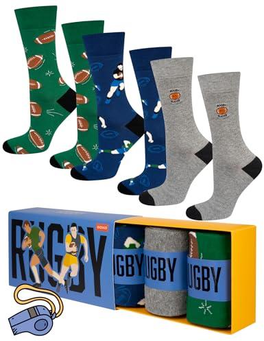 soxo Sport Socken Herren Geschenke Für Männer Lustige Geschenk Sommer Socks Men 3 Paar 40-45 Rugby 3 Paar