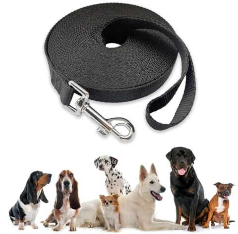 EOUIAV Correa Perros Larga, 10M Correa para Perros Adiestramiento, Cuerda para Perros, Correa Resistente Fuerte para Mascota Camping Paseo Entrenamiento Negro