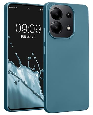 kwmobile Handyhülle für Xiaomi Redmi Note 13 4G Hülle - Silikon Case metallisch schimmernd - Schutzhülle Cover - Metallic Karibikblau