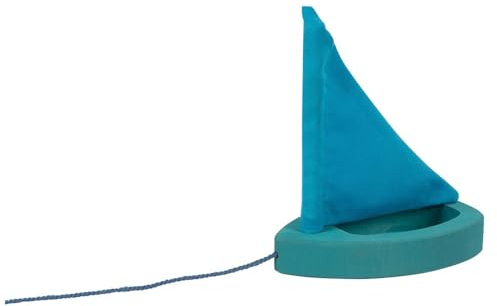 Ameisenkeks® Pfützenschiffchen blau kleines Holzboot für Pfützen Teiche Bäche zum hinterherziehen