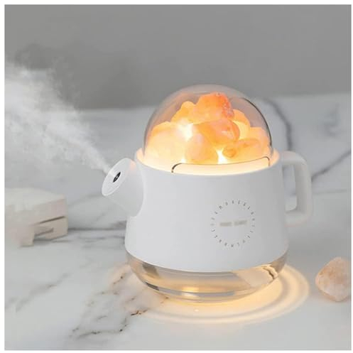 Forma de Tetera Humificador, 360ml Humidificador Habitacion, Piedra de Sal Humidificador Pequeño para Dormitorio Oficina y Coche,White