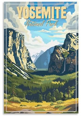 Jdheeh Vintage-Yosemite-Nationalpark-Reiseposter, Leinwand-Kunst-Poster, Wanddekoration, Poster, 20 x 30 cm