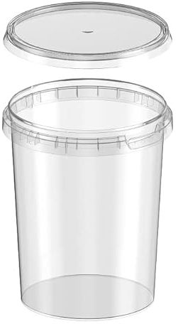 Intopack 240 x Kunststoffdose Plastikbecher mit Deckel 1000 ml (1 Liter), transparent, lebensmittelecht, BPA-frei, wiederverwendbar, recyclbar