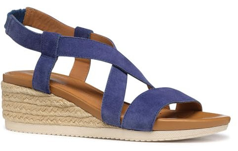 Geox D Ischia Corda A, Sandalo con Zeppa Donna, Blue, 40 EU