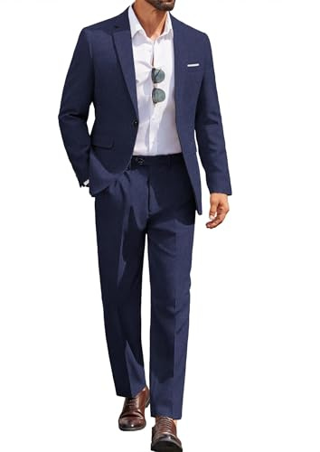 COOFANDY Herren-Anzug mit klassischer Passform, 2-teiliges Anzug-Set mit Ein-Knopf-Sakko, Business- und Hochzeitsanzug als Kombinationsteile