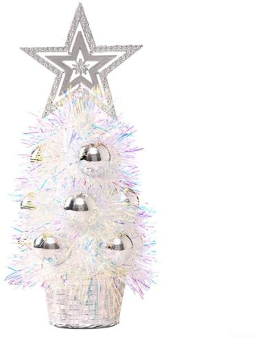 Mini Luminous Christmas Trees for Decoration, Small Artificial Xmas Trees (White)