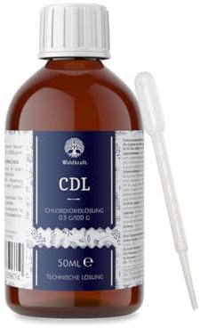 Waldkraft CDL/CDs - 0,3% Chlordioxidlösung | Gebrauchsfertig für keimfreies Trinkwasser | Ohne Zusatzstoffe | Ideal für unterwegs | 250 ml CDL in Braunglas mit HDPE-Pipette