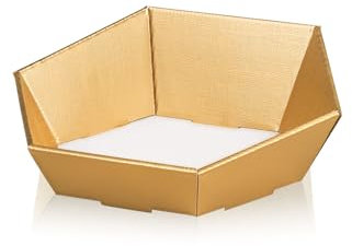schenken-24 1 x Präsentkorb 6-eck Gold - Maße 29x27 cm - Geschenkkorb - Präsentkörbe - Geschenkverpackung -