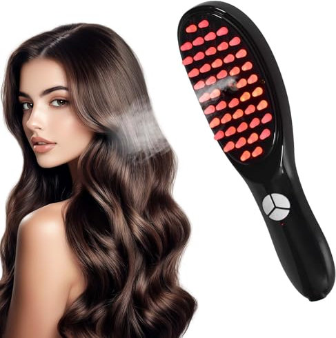 Elektrische Kopfhaut Massagebürste, Kabelloser Sprühmassagekamm mit Rot- & Blaulicht mit 3 Modi, Scalp Massager, Massagekamm Ideal für Haarpflege und Entspannung