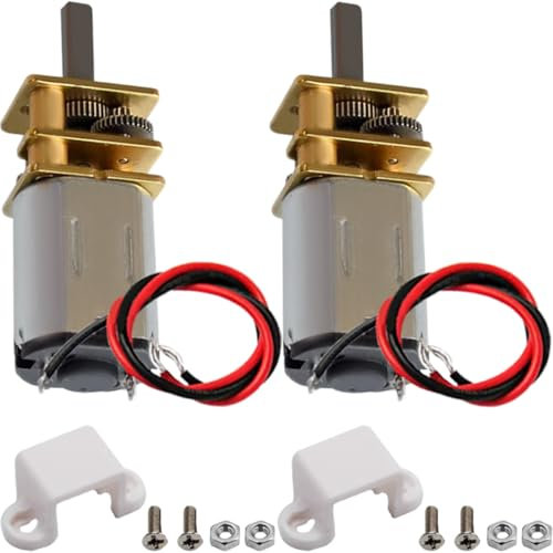 JYUDAUFU 2 Pièces GA12-N20 Micro moteur à engrenages DC 3-12 V 35-140 RPM Réducteur en métal à vitesse lente Mini moteur rotatif à arbre en D avec fil de soudure et support, pour Robot/RC Toy Car