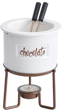 Lot de 6 fondues au chocolat avec pot en céramique, bougie et support en fer pour fête à la maison