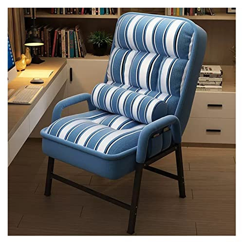 Mid Century Moderner Leinenstoff Relaxsessel mit Fußstütze, Einzelsofa, Clubsessel und Ottomane, Set für Wohnzimmer, Büro, kleine Räume, Blau