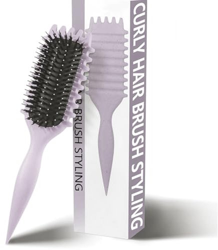 Curl Defining Brush, Curl Define Styling Brush, Hair Brush for Combing and Shaping Men's and Women's Curls to Reduce Pulling, Nylon Bristles, Curl Enhancing, Unisex (Beige, 27 cm)