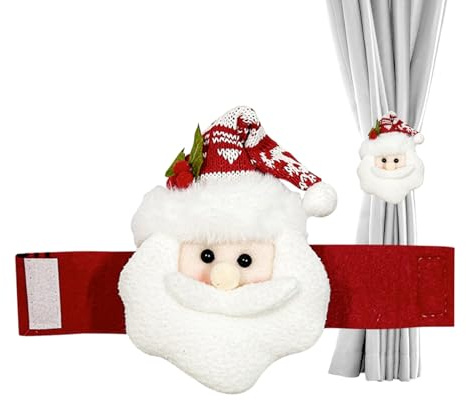 Weihnachtsmann-schneemanns-Vorhang-Clips, weihnachtliches Befestigungszubehör, Raffhalter, Retro-Karierte Weihnachts-Fensterdekorationen, Urlaubs-Vorhanghaken für Zuhause, Festival-Dekoration