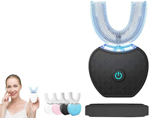 luxxiv HappySmile, 360° Ultraschall Zahnbürste – Automatische Schallzahnbürste mit Timer, Elektrische Zahnbürste, Schallzahnbürste, 360 Grad Zahnbürste für Erwachsene Tiefenreinigung (Schwarz)