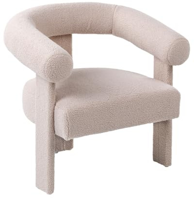 Beliani Sessel Bouclé Hellbeige komplett gepolstert mit Armlehnen modernes Retro Design Ilbro