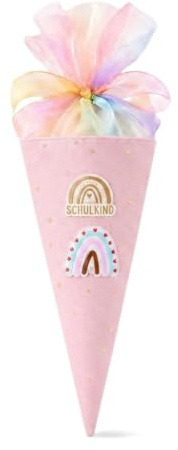 CLHXWU Geschwister Schultüte Mädchen,Kleine Schultüte Mädchen,Kleine Zuckertüte aus Stoff Länge 28 cm, Ø 19 cm