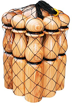 GICO XXL Kegelspiel Kegel Set Bowling aus Holz für Kinder und Erwachsene – Der In- & Outdoor Spielspaß mit Qualitätsware aus Massivholz -Made in EU-Höhe 40 cm–3017