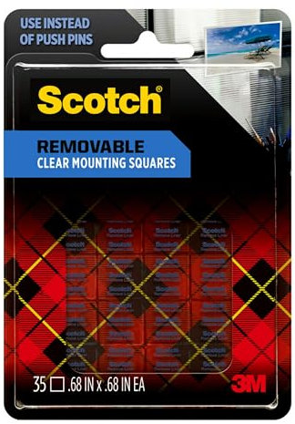 Scotch 3M Removable Double-Sided Adhesive Rubber Squares for Attaching Lightweight Items