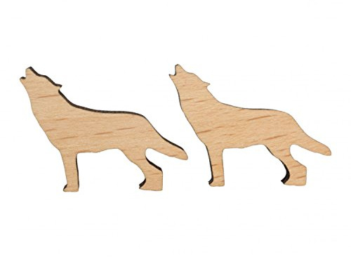 Miniblings Wolf Ohrstecker Ohrringe Wald Wölfe Rudel Raubtier Lupus Holz | Aus eigener Fertigung in Berlin, von Hand gearbeitet, sorgfältig von Hand montiert