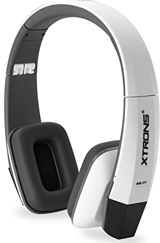 XTRONS Weiße IR Wireless Kopfhörer Dual Channel Stereo Infrarot Headsets Schnurlos Zwei Kanäle mit eingebautem IR Transmitter