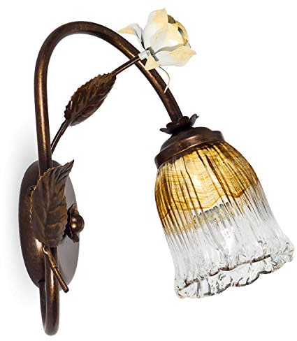 Helios Leuchten 303755/1 Florentiner Wandleuchte Wandlampe | Blüten chabby chic | Florale Lampe Leuchte Kronleuchter Landhausstil | 1 x E14