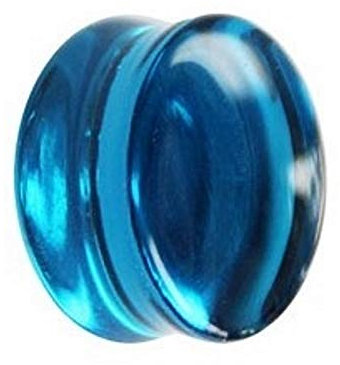 Treuheld® | 10mm Glas Ohr Plug/Flesh Tunnel | Blau | Double Flared | Ohne Gewinde | Damen und Herren | halb-durchsichtig/transparent