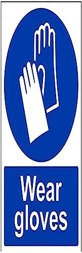vsafety 41069 au-s Wear guantes obligatorio EPI señal, autoadhesivos, vertical, 200 mm x 300 mm), color azul