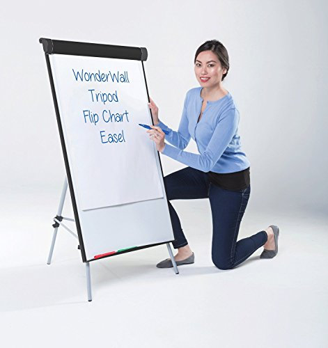 Wonderwall Tripod Magnetic Flipchart Easel| Fully Height Adjustable | Ultra Smooth Dry-Wipe Writing Surface - (H) 1000 x (W) 680mm - Ideal for Office Presentation, School, Training venues