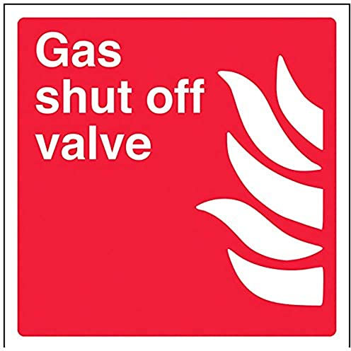 V Safety Gas Shut Off Valve Sign - 150mm x 150mm - Self Adhesive Vinyl