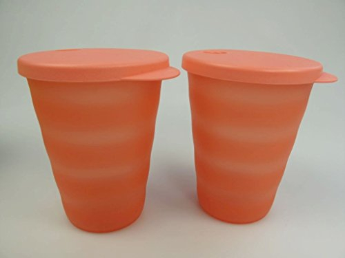 TUPPERWARE Junge Welle Trinkhalmbecher 330 ml pastellorange (2) Trinkhalm Becher