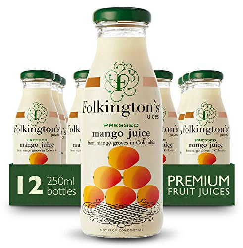 Folkington's Fruit Juice, Mango Juice, 12 Glass Bottles, Pure Juice, Multipack 12 x 250 ml