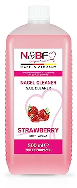 NAILS FACTORY | N&BF Nagel Cleaner mit Duft 500ml – für Gelnägel – Nagelreiniger – Nail-Cleaner – 70% Isopropanol-Alkohol in Studioqualität zum Entfetten und Reinigen (Erdbeer)