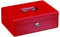 BASI Geldkassette | Geldscheinfach | Münzgeldeinsatz herausnehmbar | Tragegriff | 2 Schlüssel | H90xB250xT180 mm | Farbe Rot