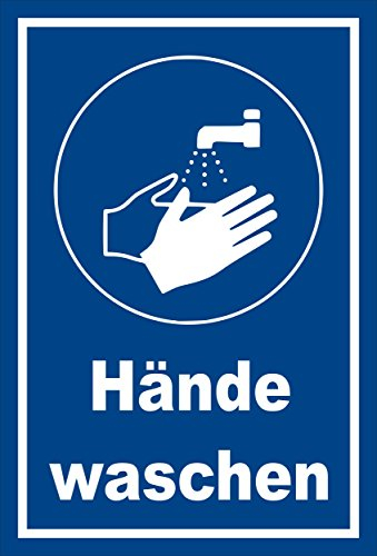 Melis-Folienwerkstatt Aufkleber - Gebots-Zeichen - Hände waschen - entspr. DIN ISO 7010 / ASR A1.3 – 15x10cm – S00361-022-E +++ in 20 Varianten