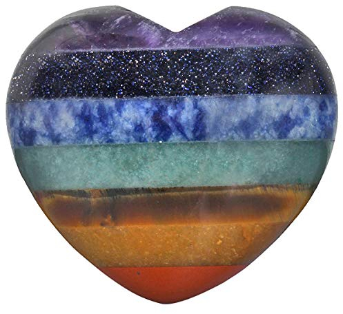 mookaitedecor 7 Chakra Cœur Pierre Meditation Lithothérapie,Reiki Cœur Decoration pour Guérison des Cristaux Naturelle Anti Stress