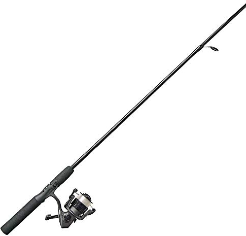 Zebco Ready Tackle Spinnrolle und Angelrute Combo, 152 cm Angelrute, Größe 20, Linkshänder, vorgespult mit 3,6 kg Zebco Schnur, inkl. 53-teiliges Tackle Kit, schwarz