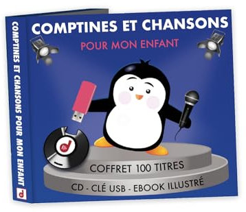 Deva Jeunesse-Coffret CD chansons pour Enfants avec Clé USB MP3 et ebook illustré-100 comptines, berceuses, Chants de noël et Contes-5 Heures d'écoute