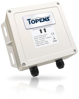 TOPENS DPS180-U AC to DC Power Supply Adapter 100-240VAC to 24VDC 150W Waterproof Transformer Converter for Automatic Gate Openers Outdoor Use