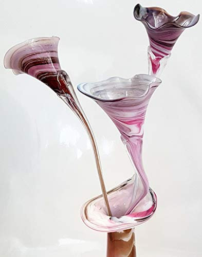 Oberstdorfer Glashütte 1 Fleur en Cristal coloreé Objet de Decoration Verre de Fleur Souffle a la Bouche Verre de Cristal dans la Couleur Rose Beige Blanc Longeur env. 40 cm conçu et fabriqué