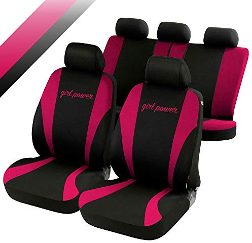 rmg-distribuzione R03-S0166 Coprisedili Auto compatibili con FIAT 500 (2007 - in poi), Colore Nero Rosa in Poliestere 3mm