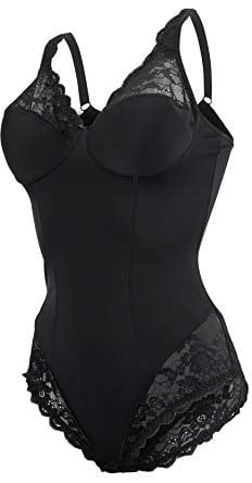 MyLady Body Contenitivo Modellante Senza Ferretto Coppa C | Body Shaper Snellente con Spalline larghe per Taglie Forti | Coppe Non Imbottite e Pannello Frontale Foderati in Cotone (Nero, 6C)