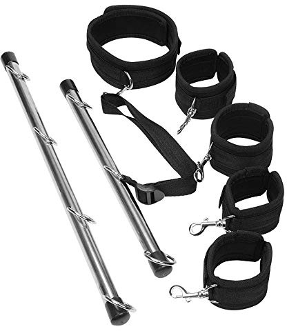 Luxilinge Pavian Spreader Bar Set Yoga Trainer Straps Kit Neck Hand Thigh Black