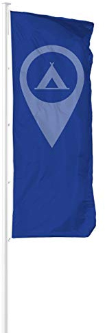 Vispronet® Hissfahne Zeltplatz, Campingplatz Blau ✓ in Deutschland produziert ✓ versch. Materialien & Größen ✓ Hochformat (Supraflag®, 120x300 cm)