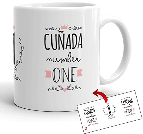 Kembilove Taza la Mejor Cuñada del Mundo – Taza con Mensaje Cuñada Number One – Regalo Hermana Original – Regalos Originales para cuñados – Tazas Originales Familiares