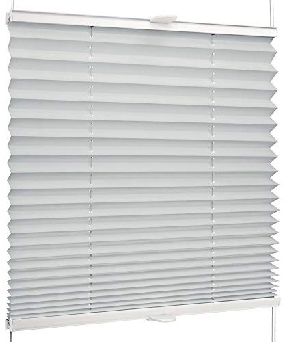 SchattenFreude Basic Klemmfix-Plissee für Fenster | Mit Klemm-Haltern | Ohne Bohren | Silber, Breite: 80cm x Höhe: 130cm