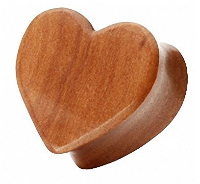 Taffstyle Ohr Plug Flesh Tunnel Piercing Ohrpiercing Organic Herz Double Flared Holz Braun 10mm