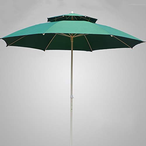 AYJS Sombrilla de Jardín, Paraguas, Parasol de Playa, Sombrillas de Doble Techo, utilizadas en Mercados, Balcones, Piscinas, Terrazas, etc, 2.5M, Verde